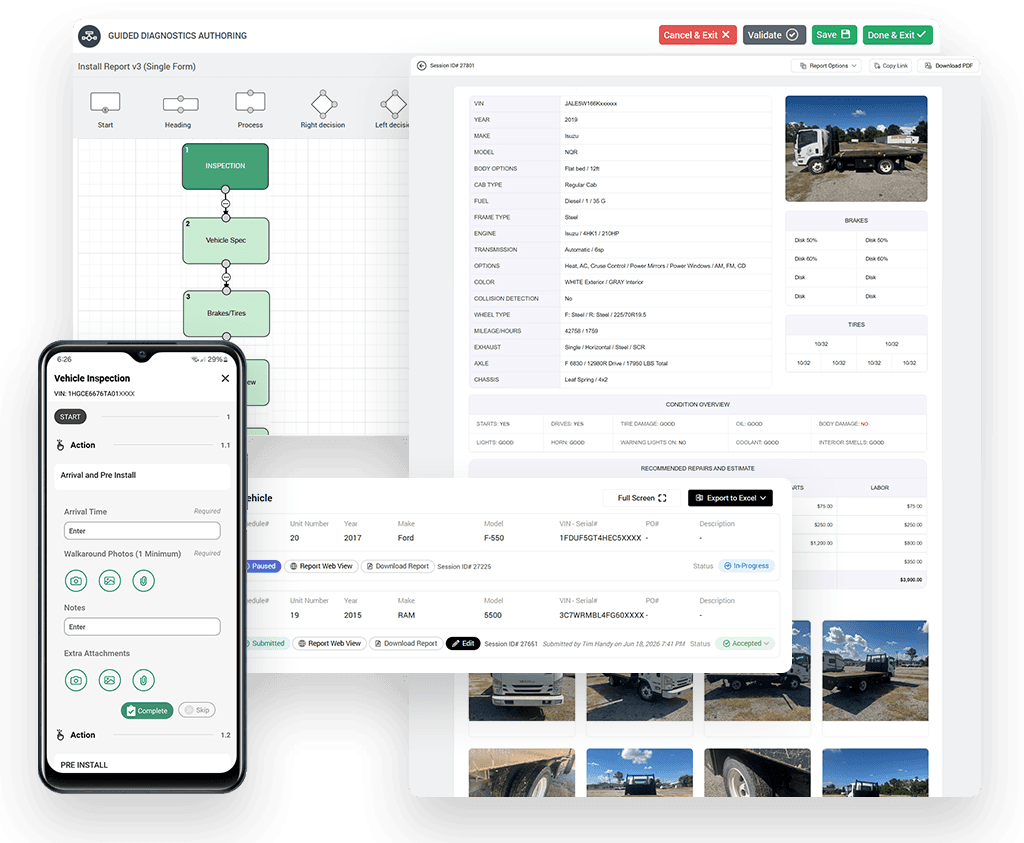 Vehicle inspection workflows and reporting